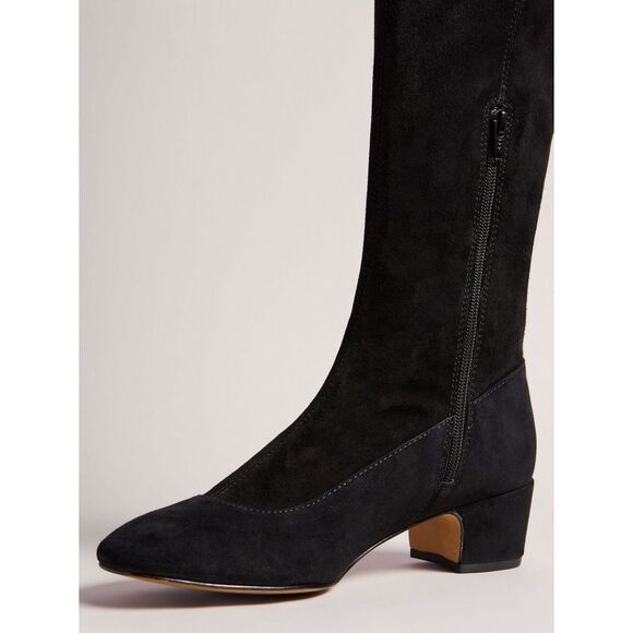 TED BAKER Ayannah Over The Knee Suede Stretch Leather Black Boots US Size 7 New - Picture 3 of 15